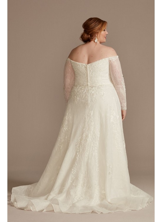 Leafy Lace Off Shoulder Plus Size Wedding Dress  8CWG891