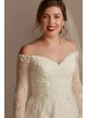 Leafy Lace Off the Shoulder Petite Wedding Dress Oleg Cassini 7CWG891