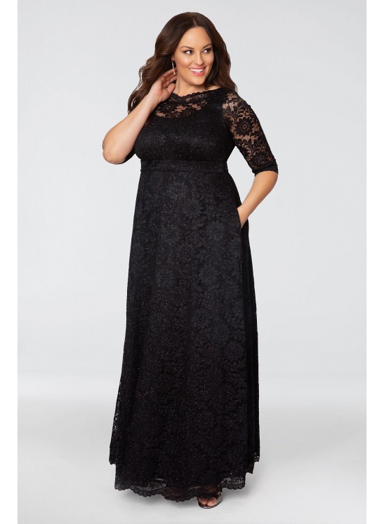 Leona Glitter Lace A-Line Plus Size Gown Kiyonna 13180910