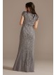 Long Beaded V-Neck Cap Sleeve Sheath Dress  WGIN490520A