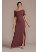 Long Crepe Off the Shoulder Sheath with Skirt Slit Oleg Cassini WBM2739