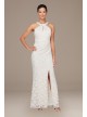 Long Halter Lace Sheath Dress with Skirt Slit Alex Evenings 81122427