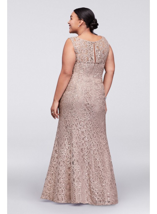 Long Lace Plus Size Dress with Beaded Capelet Ignite 3523DW