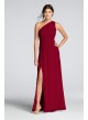 Long One-Shoulder Crinkle Chiffon Dress  F18055