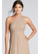 Long One-Shoulder Crinkle Chiffon Dress  F18055