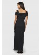 Long Ruched Mesh Cold-Shoulder Sheath Dress Alex Evenings 132156