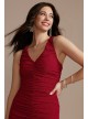 Long Ruched V-Neck Tank Dress with Front Slit Jump 12139DB