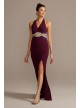 Long Scuba Crepe Beaded Cutout Waist Halter Dress Speechless X41441DNE