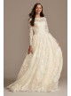 Long Sleeve Beaded Lace Folded Skirt Wedding Dress  SLCWG780