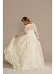 Long Sleeve Beaded Lace Plus Size Wedding Dress  8SLCWG780