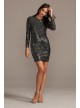 Long Sleeve Body Con Sequin Mini Dress Morgan and Co 12749