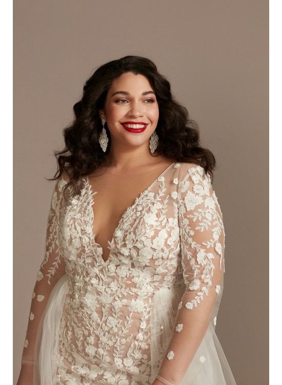 Long Sleeve Bodysuit Plus Size Wedding Dress  9LSSWG851