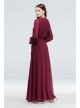 Long Sleeve Chiffon Faux-Wrap Dress DB Studio W60041