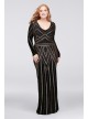 Long Sleeve Glitter Print Plus Size Sheath Gown Marina 264166W