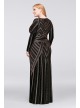 Long Sleeve Glitter Print Plus Size Sheath Gown Marina 264166W