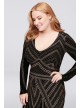 Long Sleeve Glitter Print Plus Size Sheath Gown Marina 264166W