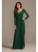 Long Sleeve Jersey V-Neck Dress with Slit DB Studio DS270090