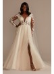 Long Sleeve Lace Appliqued Plus Size Wedding Dress  9SLSWG862