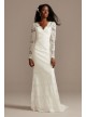 Long Sleeve Lace Petite Wedding Dress with Tie DB Studio 7WG4045