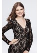 Long Sleeve Lace Sheath Dress with Open Back Haute Nites 113569