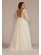 Long Sleeve Pearl Tulle Low Back Plus Wedding Gown Oleg Cassini 8SLCWG889