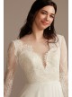 Long Sleeve Plunge Lace Chiffon Tall Wedding Dress DB Studio 4XLWG4035