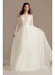 Long Sleeve Plunge Lace Petite Wedding Dress DB Studio 7WG4035