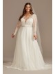 Long Sleeve Plunge Lace Plus Size Wedding Dress DB Studio 9WG4035