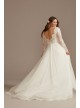 Long Sleeve Plunge Lace Plus Size Wedding Dress DB Studio 9WG4035