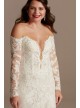 Long Sleeve Plunging Illusion Lace Wedding Dress  SLSWG855