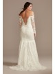 Long Sleeve Plunging Petite Lace Wedding Dress  7SLSWG855