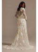 Long Sleeve Plus Size Sequin Floral Wedding Dress  9SLSWG843