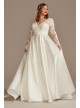 Long Sleeve Satin Plus Size Applique Wedding Dress  8CWG908