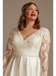 Long Sleeve Satin Plus Size Applique Wedding Dress  8CWG908