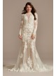 Long Sleeve Sequin Floral Petite Wedding Dress  7SLSWG843