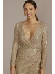 Long Sleeve Sequin Wrap Style Dress DB Studio D39NY22273