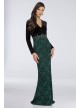 Long Sleeve Velvet Sheath Dress with Floral Skirt Terani Couture 1722E4190W