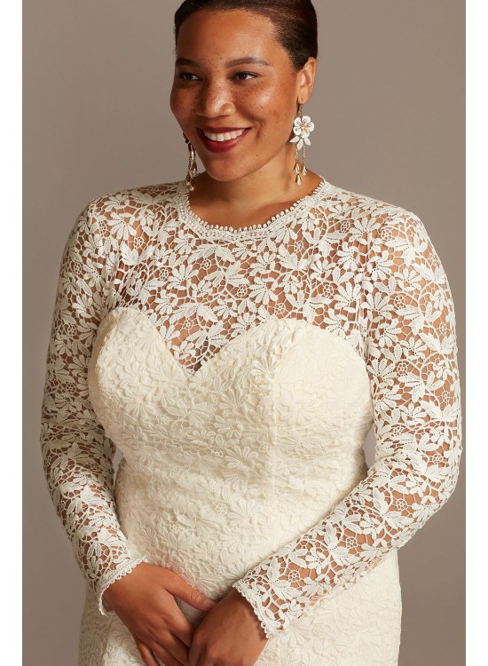 Long Sleeve Venice Lace Plus Size Wedding Dress Melissa Sweet 8MS251217