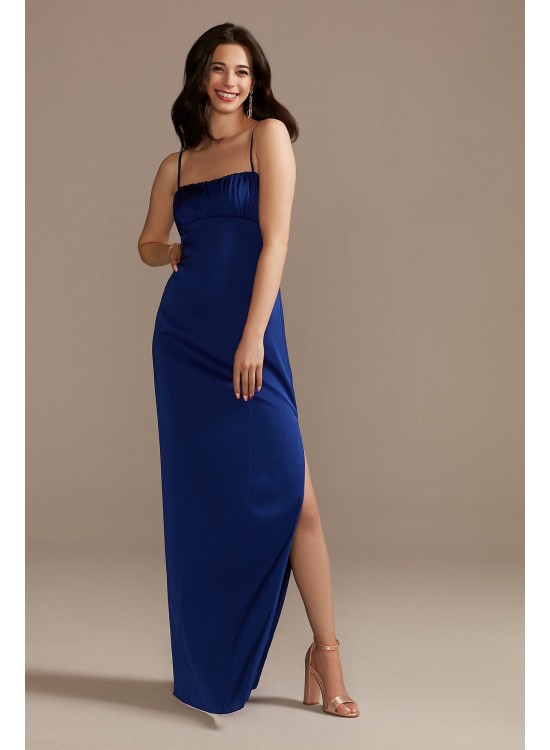 Long Slip Dress with Shirred Bodice Aidan Mattox MN1E205500