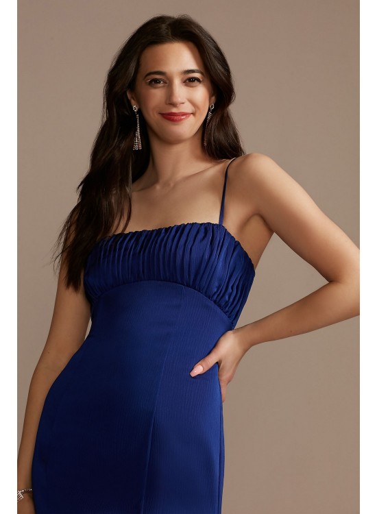 Long Slip Dress with Shirred Bodice Aidan Mattox MN1E205500