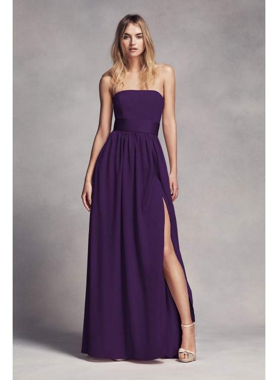 Long Strapless Bridesmaid Dress with Belt  VW360307