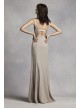 Long V Neck Crepe Gown with Open Back  VW360195