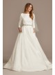 Low Back Mid-Sleeve Crepe and Satin Wedding Dress DB Studio WG4005DB