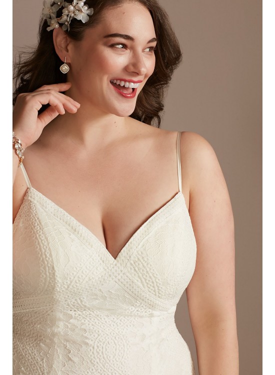 Low Back Plus Size Wedding Dress with Fringe Swags DB Studio 9WG4024