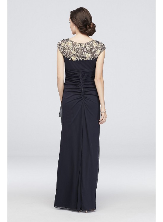 Matte Jersey Dress with Metallic Embroidered Yoke Xscape 1866X