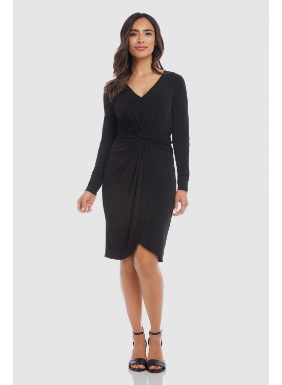 Meghan Twist Long Sleeve Crepe Sheath Dress Karen Kane L43560