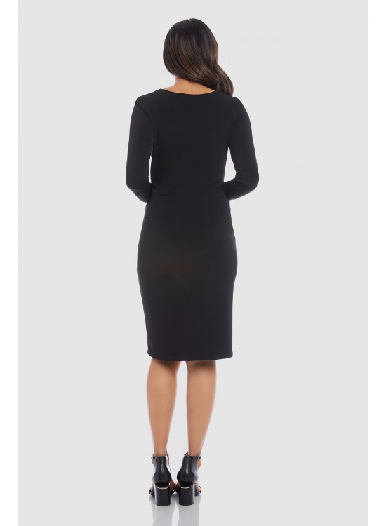 Meghan Twist Long Sleeve Crepe Sheath Dress Karen Kane L43560