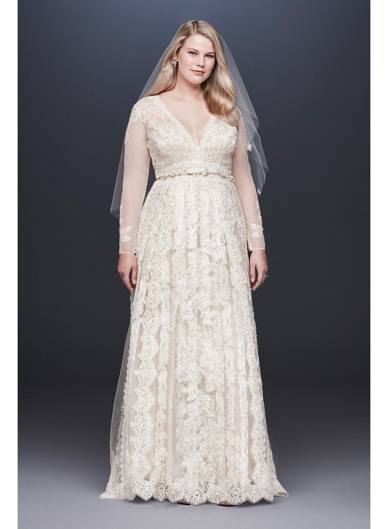 Melissa Sweet Linear Lace Plus Size Wedding Dress Melissa Sweet 8MS251173