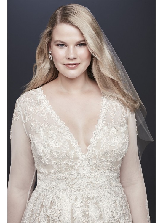 Melissa Sweet Linear Lace Plus Size Wedding Dress Melissa Sweet 8MS251173