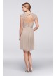 Mesh Dress with Lace Sleeves and Keyhole Back  F19442